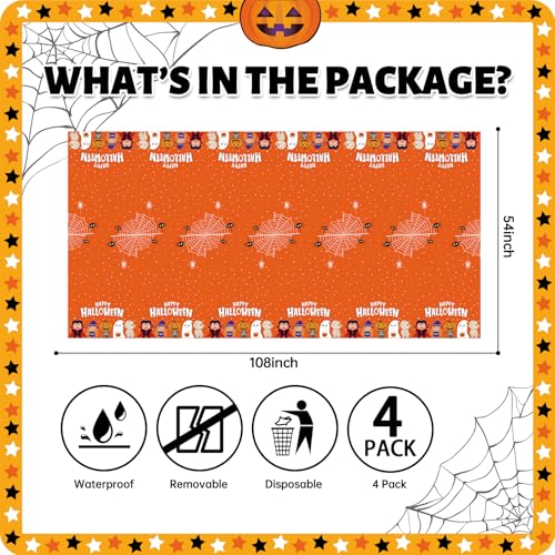 Halloween Tablecloth Disposable Table Cover Kids Birthday Party Decoration (4 Count)