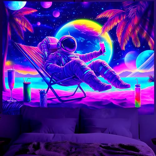 Astronaut Space Blacklight Tapestry 79"x59"