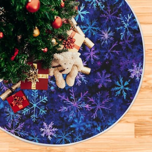 Christmas Blue Purple Snowflake Tree Skirt