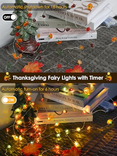 Fall Decor 3D Pumpkin Acorn Maple Leaf Fairy Lights Battery Operated Remote