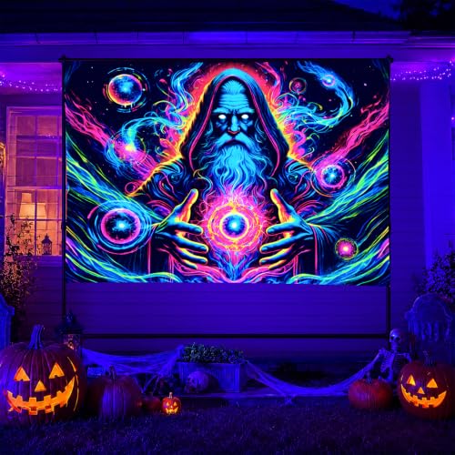 Blacklight Tapestry Wizard Orb Wall Art 78 x 59 Inch