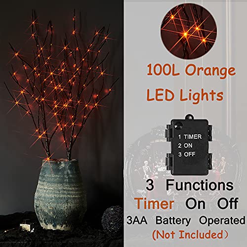 Halloween Tree Branch Lights 32IN 100 Orange LED with Timer