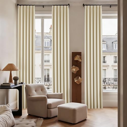 Cream Pinch Pleated Blackout Curtains 90 Inches Long (2 Count)