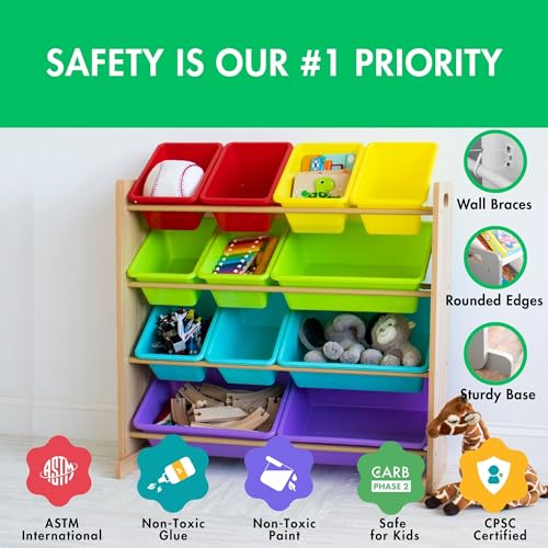 Kids Toy Storage Organizer with 12 Plastic Bins (12 Count)