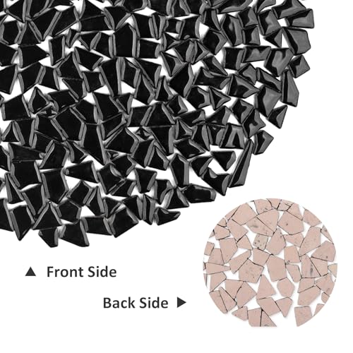 454g Irregular Shape Black Ceramic Mosaic Tiles for DIY Crafts Bulk