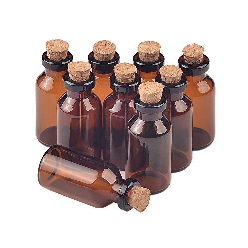 5ml Amber Glass Vials with Cork Empty Brown Tiny Glass Jars Mini Glass Bottles Vials Jars Containers 50units (50 Count)
