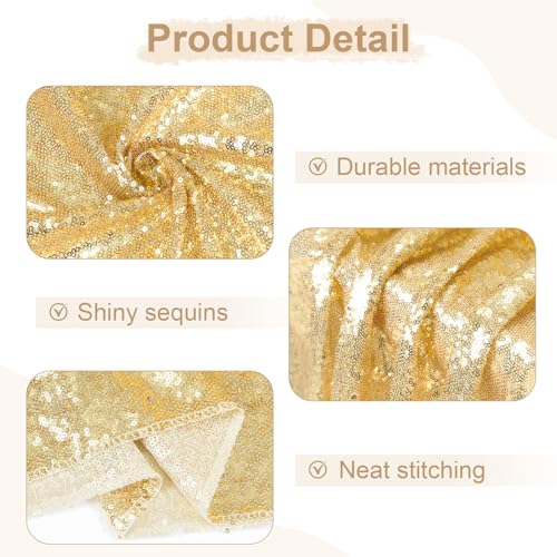 Sequin Tablecloth 50x72 Inch Light Gold for Wedding Party