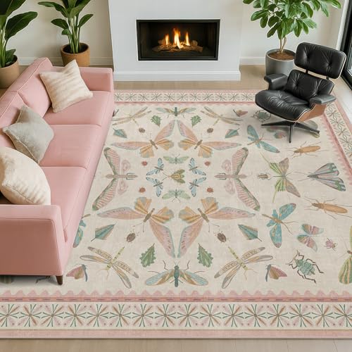 Pastel Pink Girls Rugs for Bedroom 6x8 (48 Sq Ft)