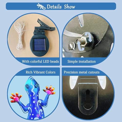 Solar LED Light Lizard Outside Wall Garden Decorations for Yard Pendant