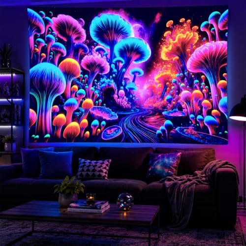 Blacklight Tapestry Fantasy Forest Room Decor 78 x 59 Inch