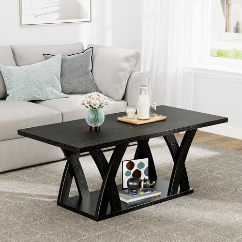 47" Farmhouse Coffee Table with Storage Shelf