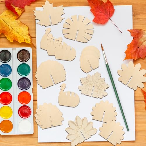 DIY 3D Turkey Thanksgiving Wood Crafts to Paint (24 Count)