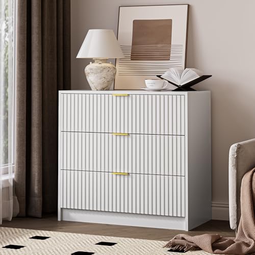 White Fluted Dresser for Bedroom