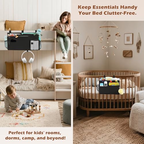 Bedside Caddy Bunk Bed Storage Organizer Hanging Pockets for College Dorm Rooms (2 Count)