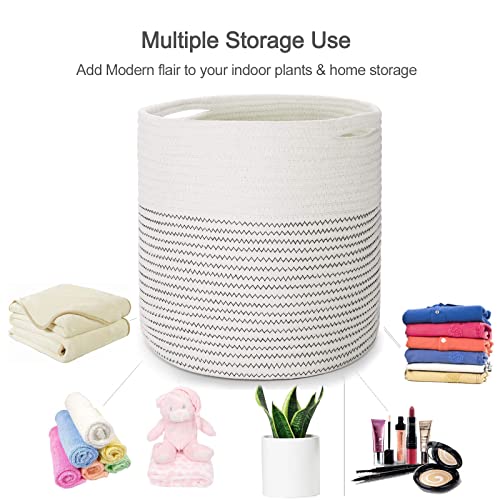 Woven Cotton Rope Plant Basket for 11 12" Flower Pot White