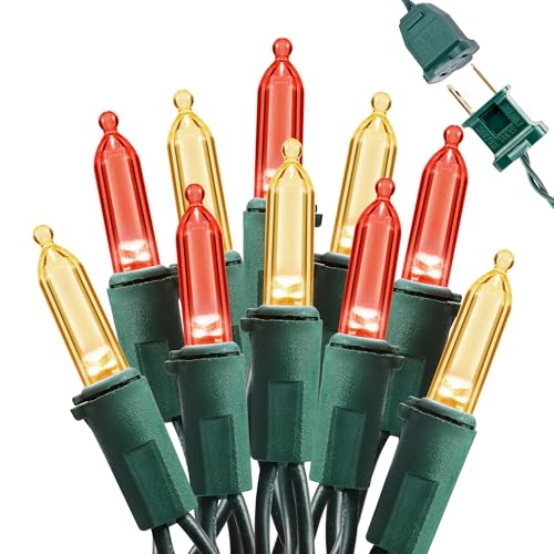 Red & Warm White Christmas Lights Connectable (100 Count)