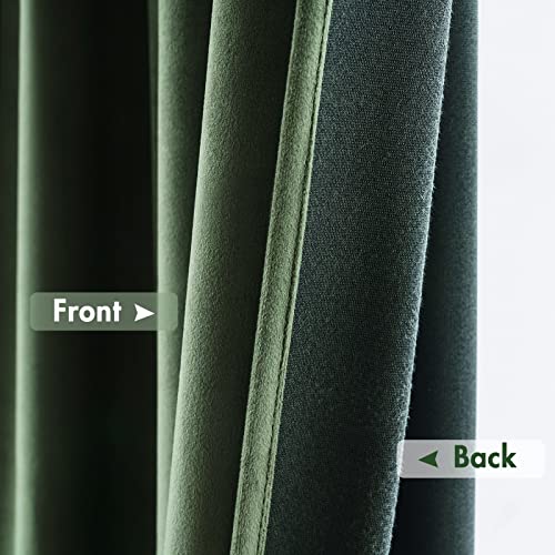Olive Green Blackout Velvet Curtains Drapes 63 Inch Long 52"x63" (2 Count)