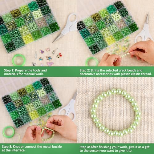 About 1200PCS 6mm Glass Beads Bracelet Making Kit (1200 Count)