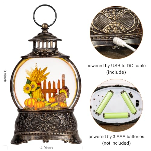 Christmas Fall Snow Globes Thanksgiving Water Lantern Swirling Glitter Snow Globe for Autumn Harvest Day Decorations Home Fall Decor Gifts
