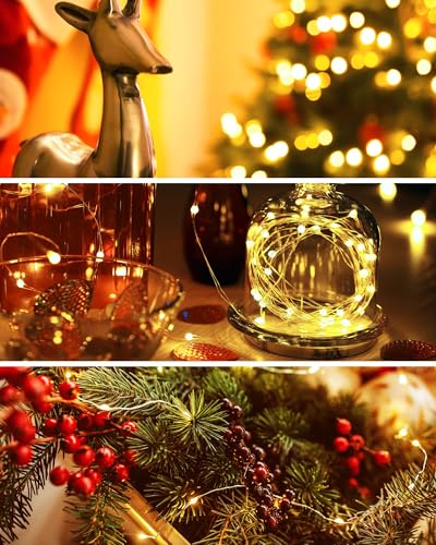 16 Pack Fairy Lights Battery Operated 7ft 20 LED String Lights Mini Twinkle Lights Silver Wire Firefly Starry Lights for DIY Mason Jar Wedding Centerpiece Table Party Christmas Decorations (16 Count)