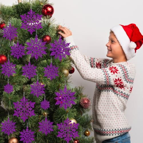 36pcs Christmas Deep Purple Snowflake Ornaments (36 Count)
