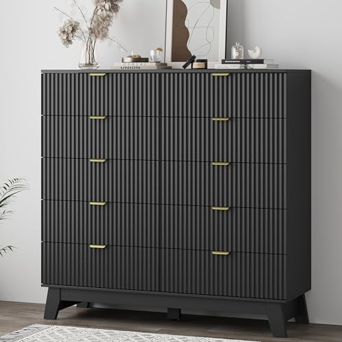 Fluted Dresser for Bedroom with 10 Drawers