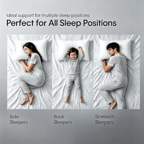 White Striped Feather & Down Pillows Standard Size Set of 2 (2 Count)