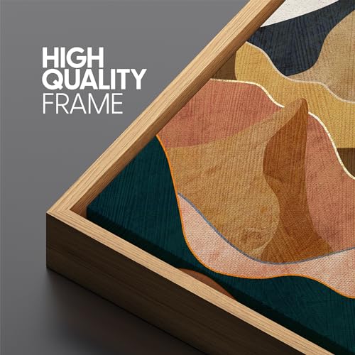 Large Framed Canvas Print Wall Art Desert Peaks Colorful Geometric Mountain Illustrations Antique Retro Fine Art Illustrations Decorative Colorful for Bedroom