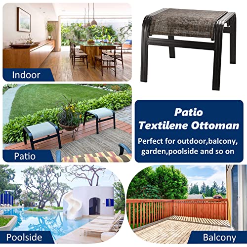 Outdoor Patio Foot Rest Ottoman Seat Textilene Portable Metal Footstool Portable Patio Chairs 2 Set Brown (2 Count)