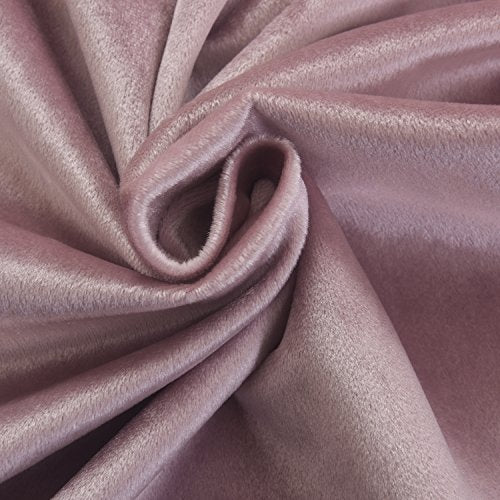 Super Soft Luxury Velvet Curtains Set of 2 Pink Flannel Blackout Drapes Grommet Draperies for Living Room Eyelet 52Wx63L inch