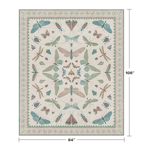7x9 Green Butterfly Rugs for Kids Bedroom (63 Sq Ft)