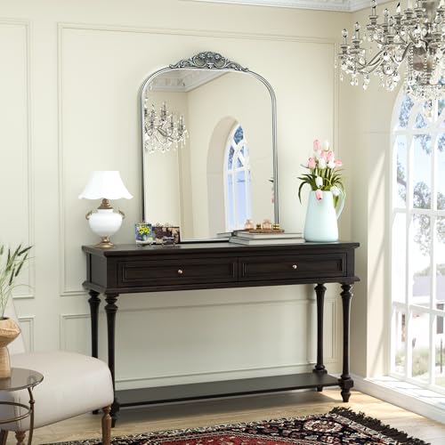 30x36 Silver Vintage Arched Mirror for Wall
