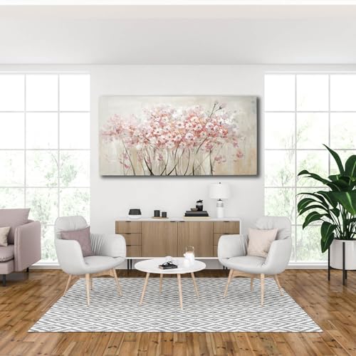 Home Decor Pink Blossom Hand Painted 30x60 Inch Colorful Wall Art Large Canvas Wall Art for Living Room Bedroom Office Kitchen