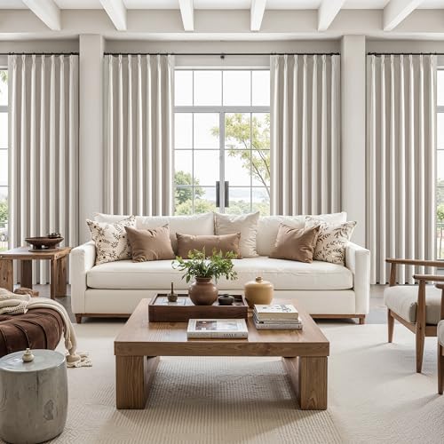 100 Inch Curtains Cabin & Drapes Window Coverings Linen Custom Blackout Curtains (2 Count)