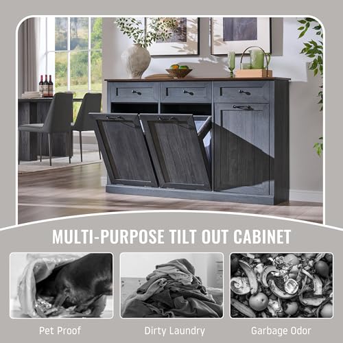 Triple Tilt Out Laundry Hamper Cabinet