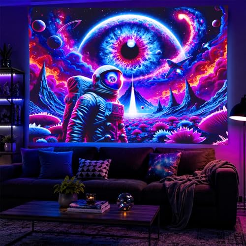 Blacklight Tapestry Astronaut Glow Backdrop 78 x 59 Inch