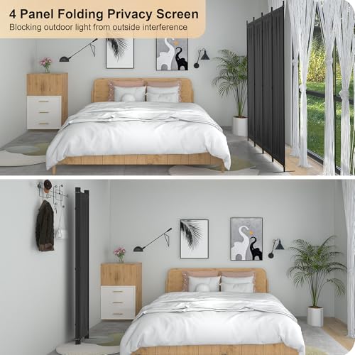 Folding Screen Room Divider 4 Panel for Room Separator 6FT