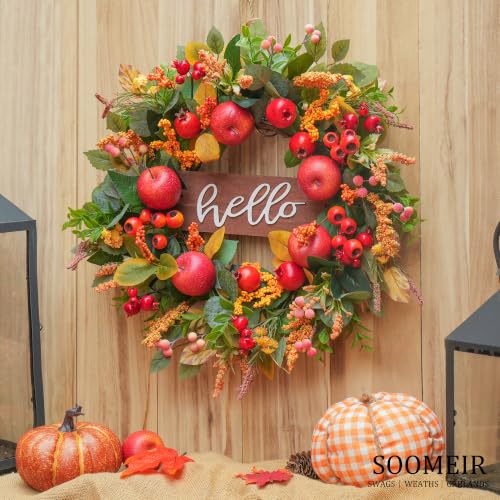 Fall Wreaths for Front Door 24 Inch Autumn Rustic Harvest Apple Wreath