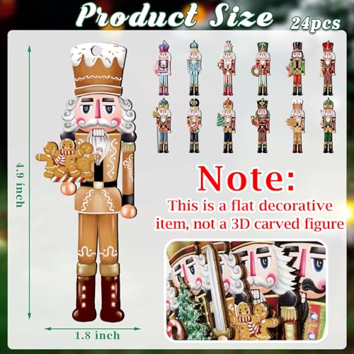 24 Pieces Christmas Nutcracker Wooden Ornaments