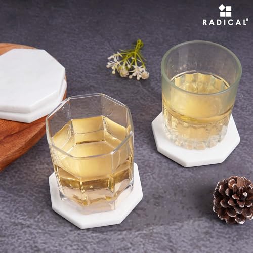 Marble Coasters Set of 6 White Drink Coasters for Table Decor