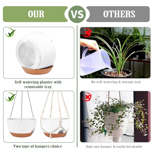2 Pack 12 Inch Self Watering Hanging Basket Planters for Indoor Outdoor (2 Count)