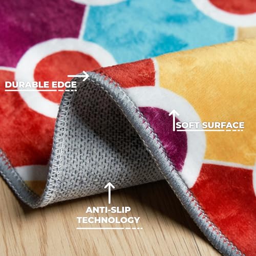 Machine Washable Polka Dot Rug for Kids Area