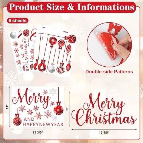 Red Merry Christmas Window Clings 6 Sheets (6 Count)