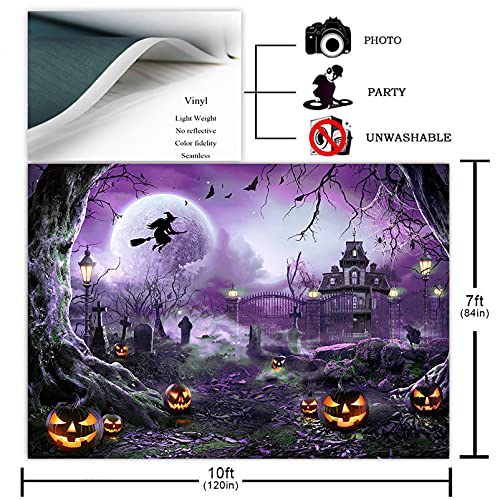 10x7ft Purple Halloween Backdrop Spooky Photography Background