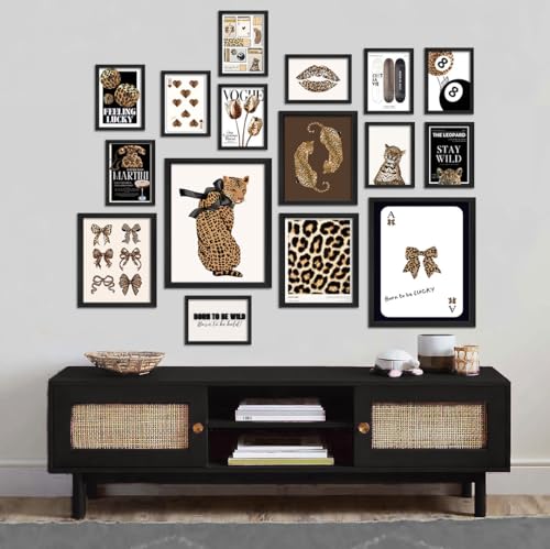 16 PCS Framed Leopard Wall Art Decor (16 Count)