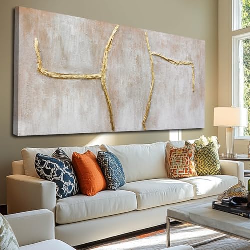Large Wall Art Canvas Pictures Gold Artwork Pink Wall Decor For Living Room Abstract Poster Arts for Office 29"x58"