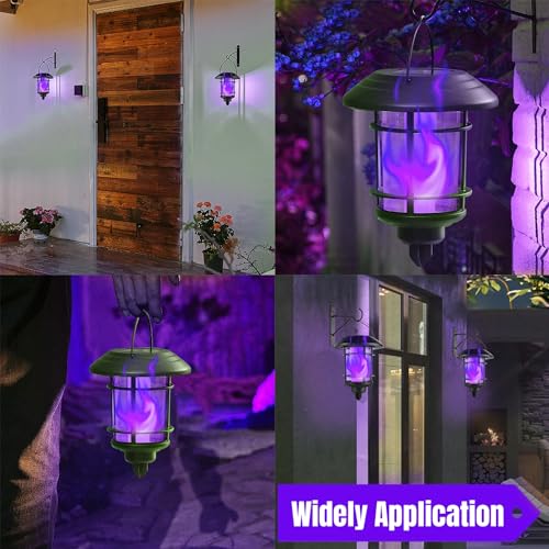 Solar Purple Flame Wall Lanterns (4 Count)