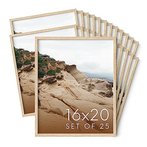16x20 Natural Oak Wood Picture Frames Set of 25