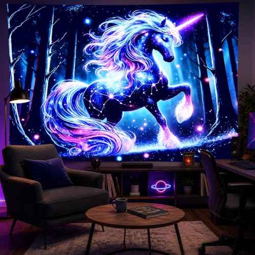 Blacklight Tapestry Fluorescent Glow UV Backdrop 78 x 59 Inch