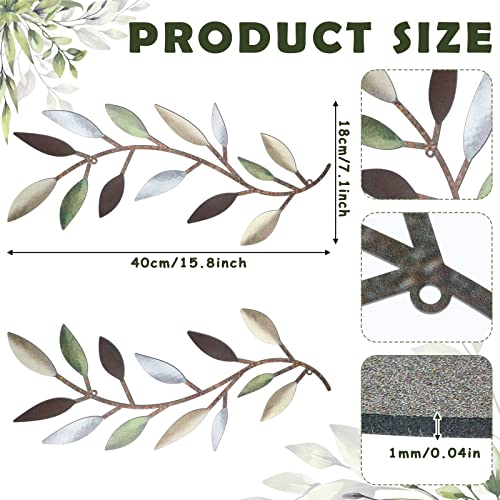 2 Pcs Metal Leaf Wall Art Vine Branch Decor (2 Count)